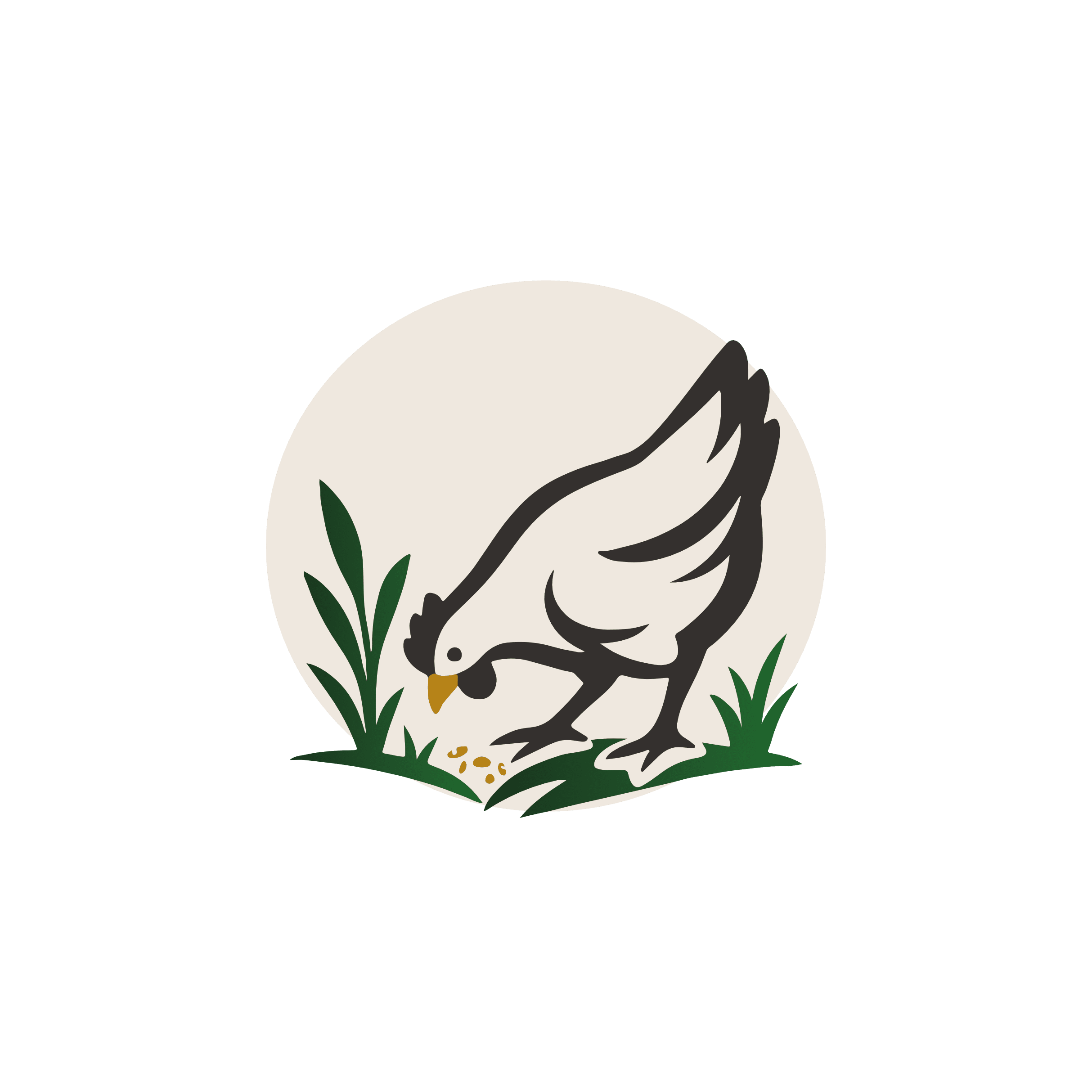 Pictogramme illustré représentant une poule à la ferme, symbole de la vie agricole au Domaine de Hurlevent